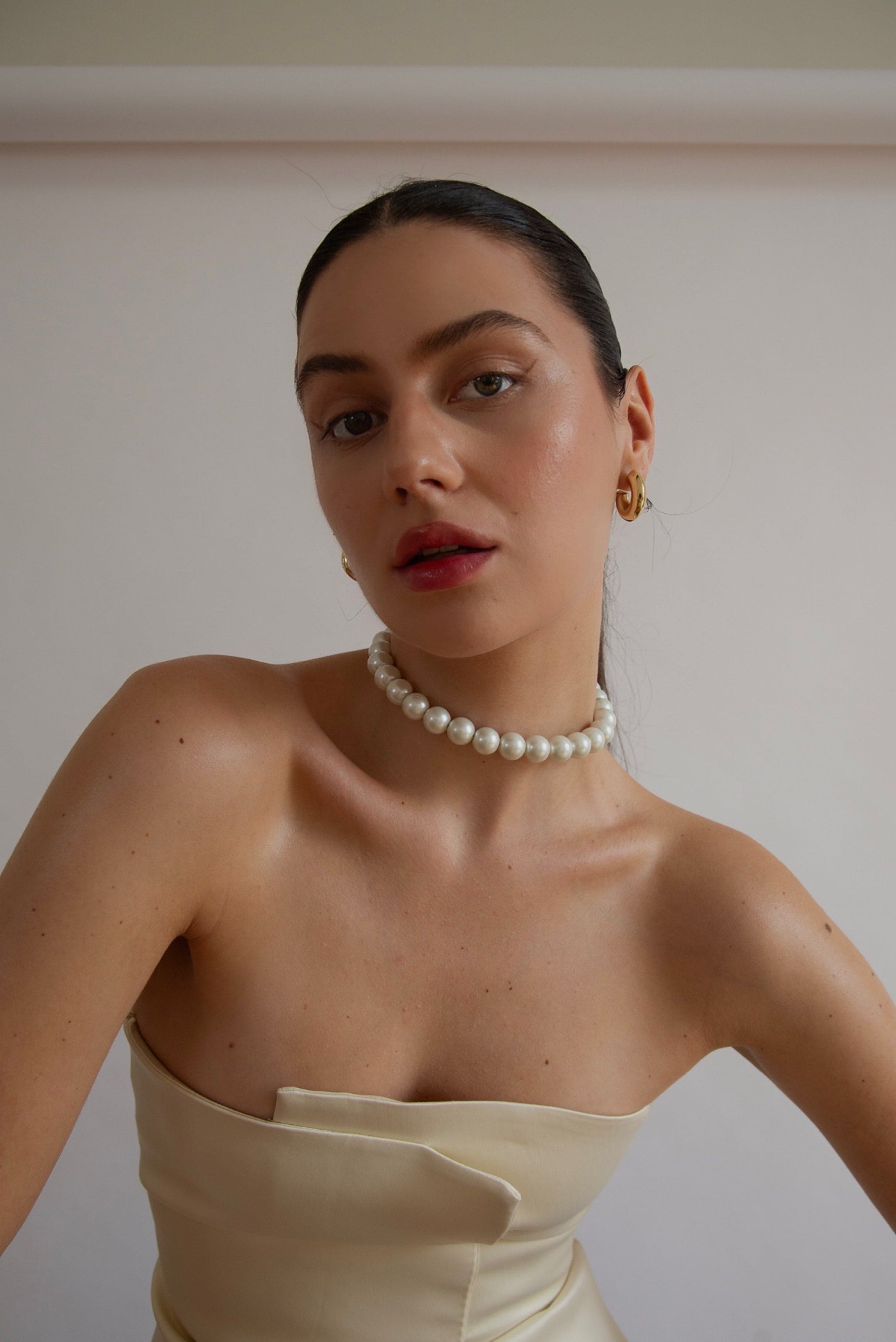 Open pearl deals choker necklace